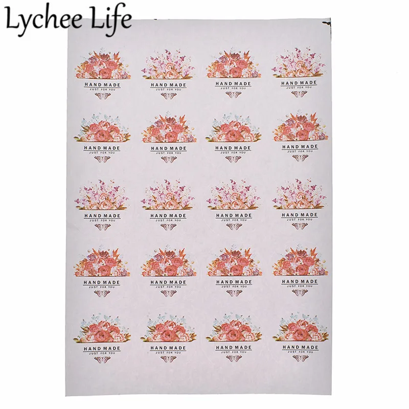 Lychee Colorful Floral Printed Sticker Letter Butterfly Printing Stickers DIY Handmade Scrapbook Stamp Supplies Accessories