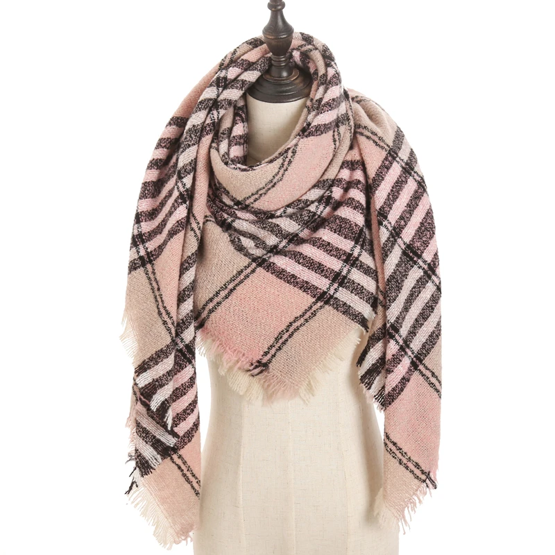 new designer brand women cashmere scarf triangle winter scarves lady shawls and wraps knit blanket neck striped foulard - Цвет: E23
