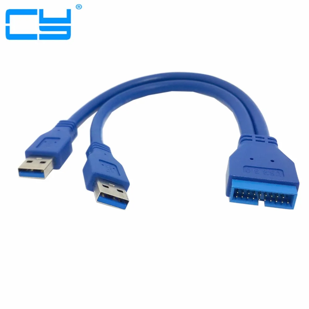 Desktop Computer usb 3.0 20 pin male to 2 usb a male cable Adapter