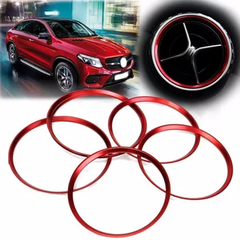 

JX-LCLYL 5pcs Red Air Vent Outlet Ring Cover Trim For Benz A/B/CLA/GLA Class 180 200 220