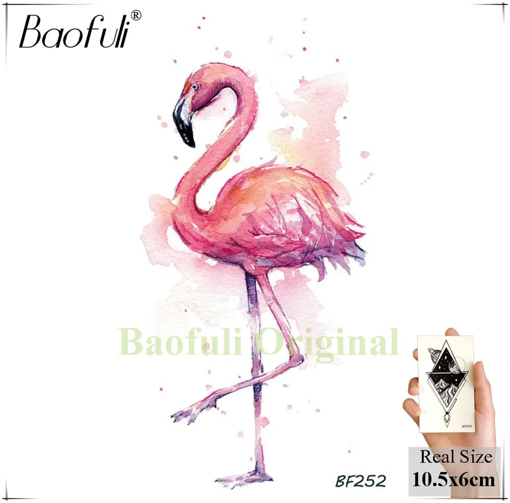 Baofuli Сексуальная Акварельная Фламинго временная татуировка наклейка водостойкая Колибри цветок акварельные татуировки для женщин и мужчин фальшивые татуировки - Цвет: BBF252