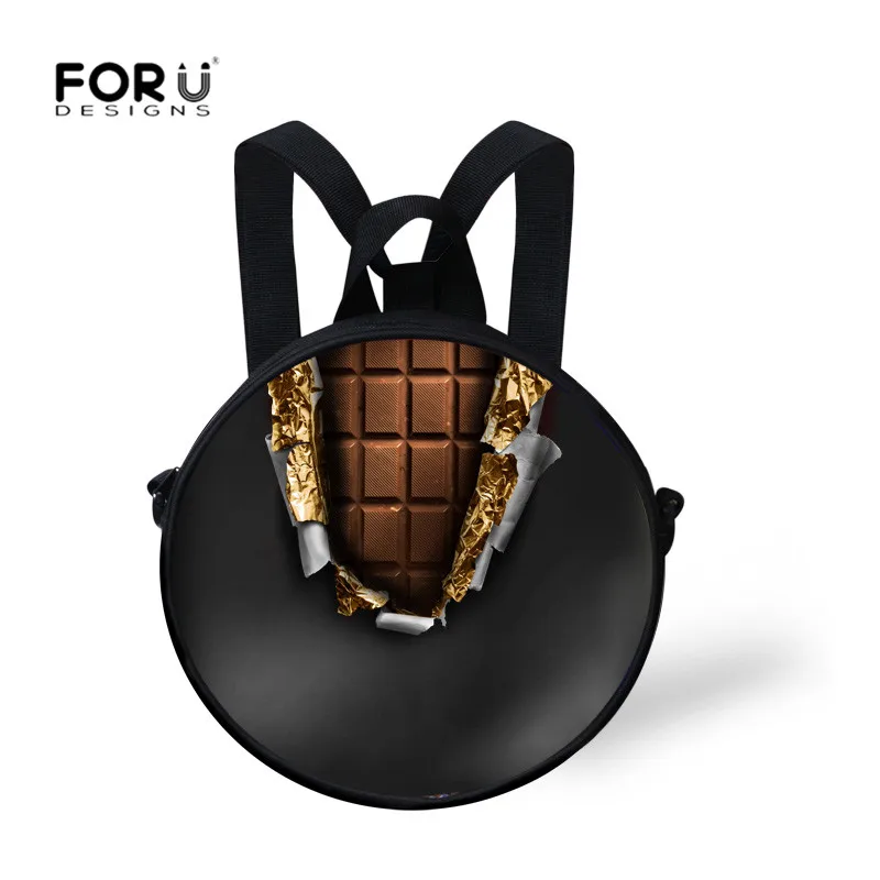 Популярные круглые школьные ранцы FORUDESIGNS с 3d рисунком шоколада и животных рюкзак