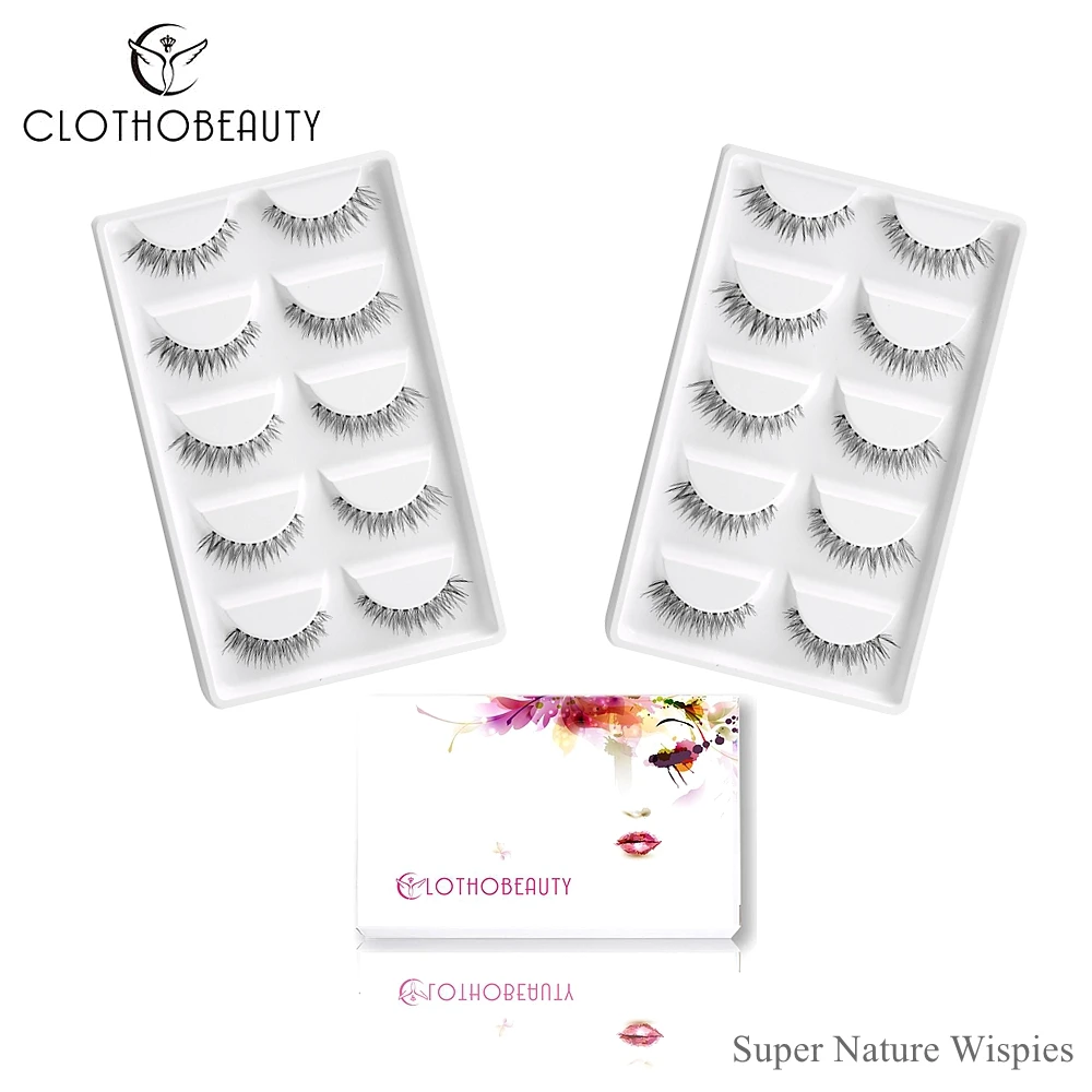 

CLOTHOBEAUTY 10 Pairs Super Nature Fake Eyelashes, False Demi Wispies/Wispy Eyelashes, Soft Invisible Band, Reusable(10-S3)