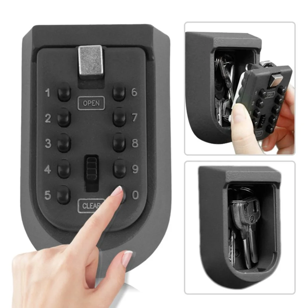 

Outdoor Wall Mount Spare Key Safe Box Lock Holder Water Weatherproof Push Button Combination Mounted Key Storage Security Lock