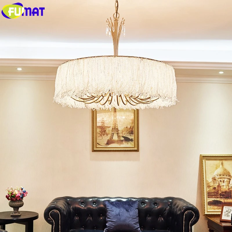 FUMAT RH Crystal Pearl Crown Cap Pendant Lamp American European French Style LED E14 Luxury For Living Dinning Bed Room 5