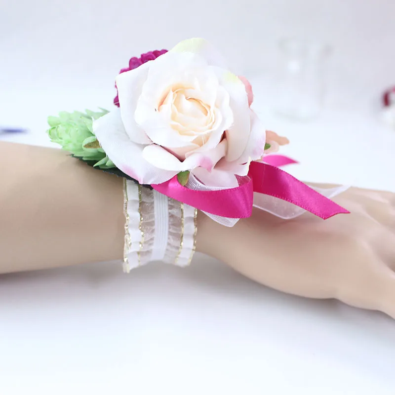 bridesmaid bracelet flower wedding wrist corsage  (20)