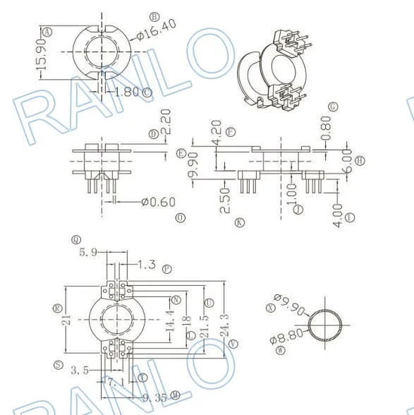 RM8 трансформатор бобина рама TDG TP4 PC40 Магнитный ферритовый сердечник 6 + 6pin|transformer
