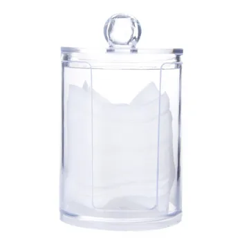 Ceny Okrągły Wacik Kosmetyczny Pudełko Do Przechowywania Jasne Akrylowe Makijaż Organizator Płatki Kosmetyczne Uchwyt Zestaw Narzędzi Do Makijażu DW67