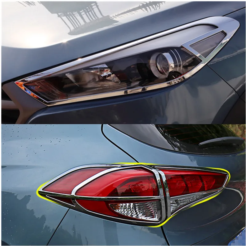 

Fit For Hyundai Tucson 2015 2016 2017 Chrome Front Rear Trunk Headlight Tail Light Lamp Cover Trim Styling Garnish Bezel Molding