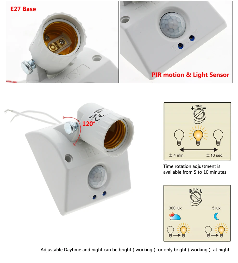 E27 лампа база инфракрасный PIR сенсор управление светом звуком сенсор лампа держатель Звук управление Держатель автоматический настенный светильник лампа Разъем