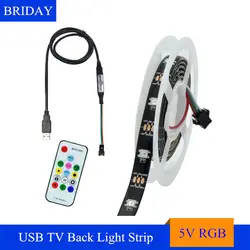 SMD5050 USB WS2812B 1 м RGB Светодиодные ленты свет для ТВ фон 30 светодиодный/м гибкий светодиодный светильник с 14Key RF контроллер + кабель USB