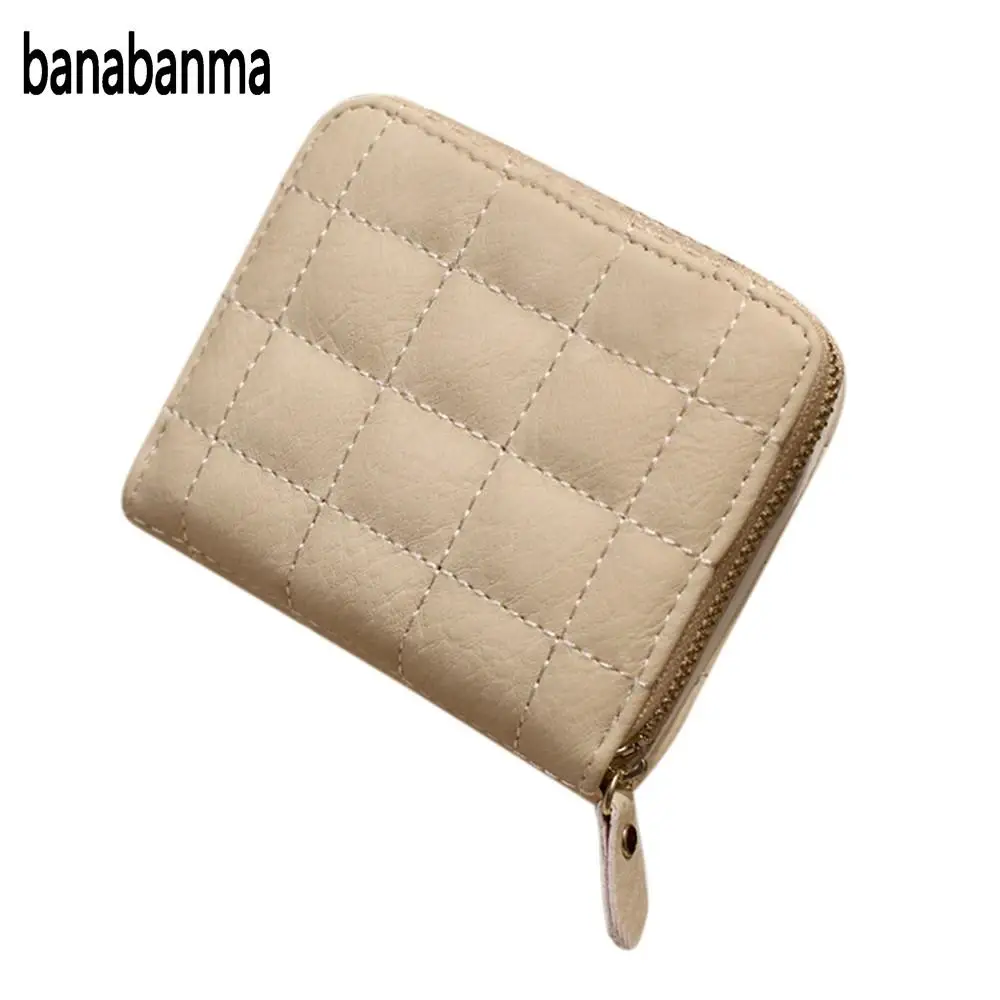 

banabanma Women's Lattice Thread Synthetic Leather Credit Card Holder Short Multi-card Bifold Wallet Purse Christmas Hot sell 15