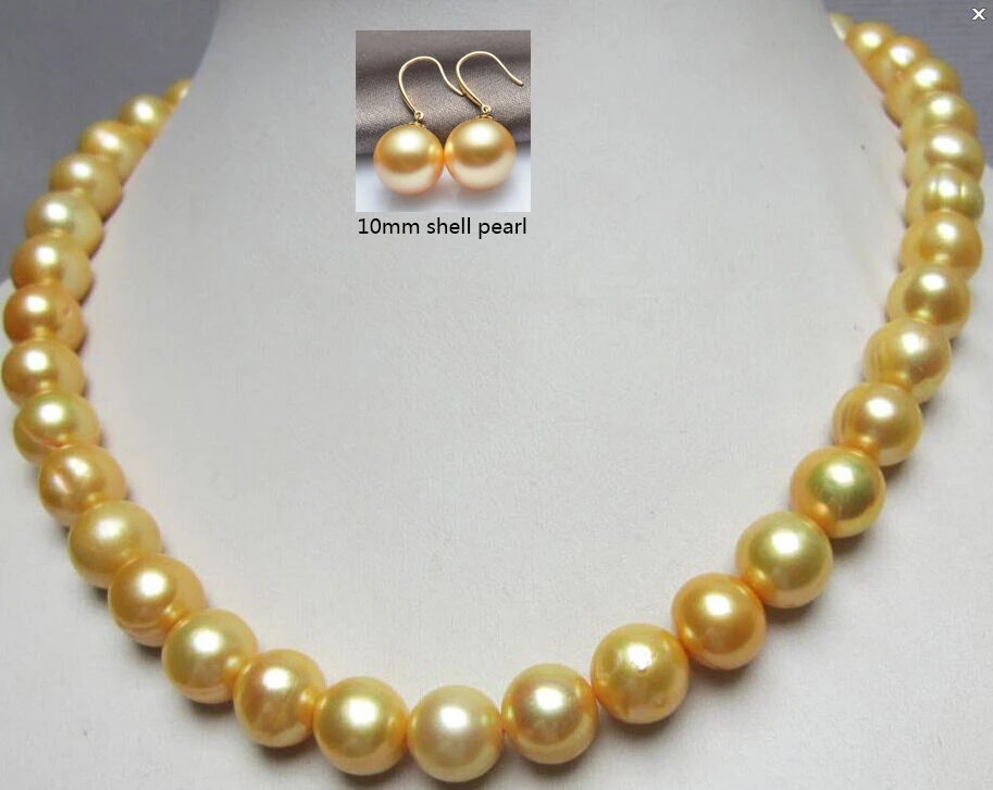 

HUGE NATURAL SOUTH SEA 11-12MM GOLDEN black PEARL NECKLACE 18 earring shipping free