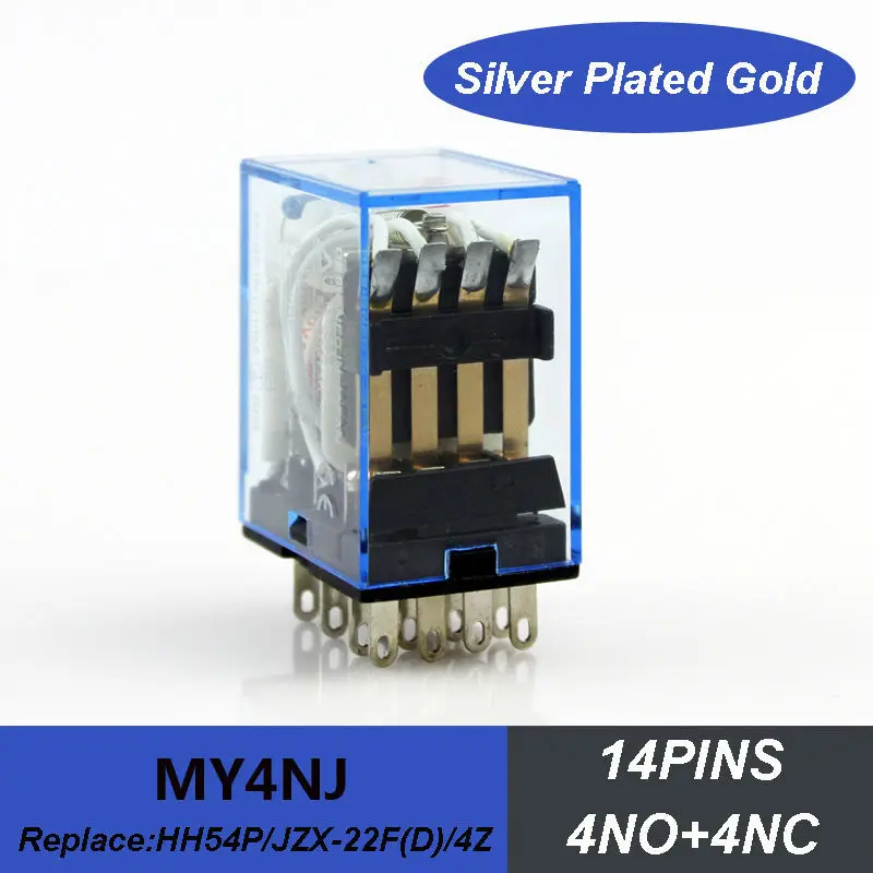 

1pcs miniature electromagnetic relay 220v green color led HH54P RELAY MY4NJ 14pins 4NO+4NC mini relay