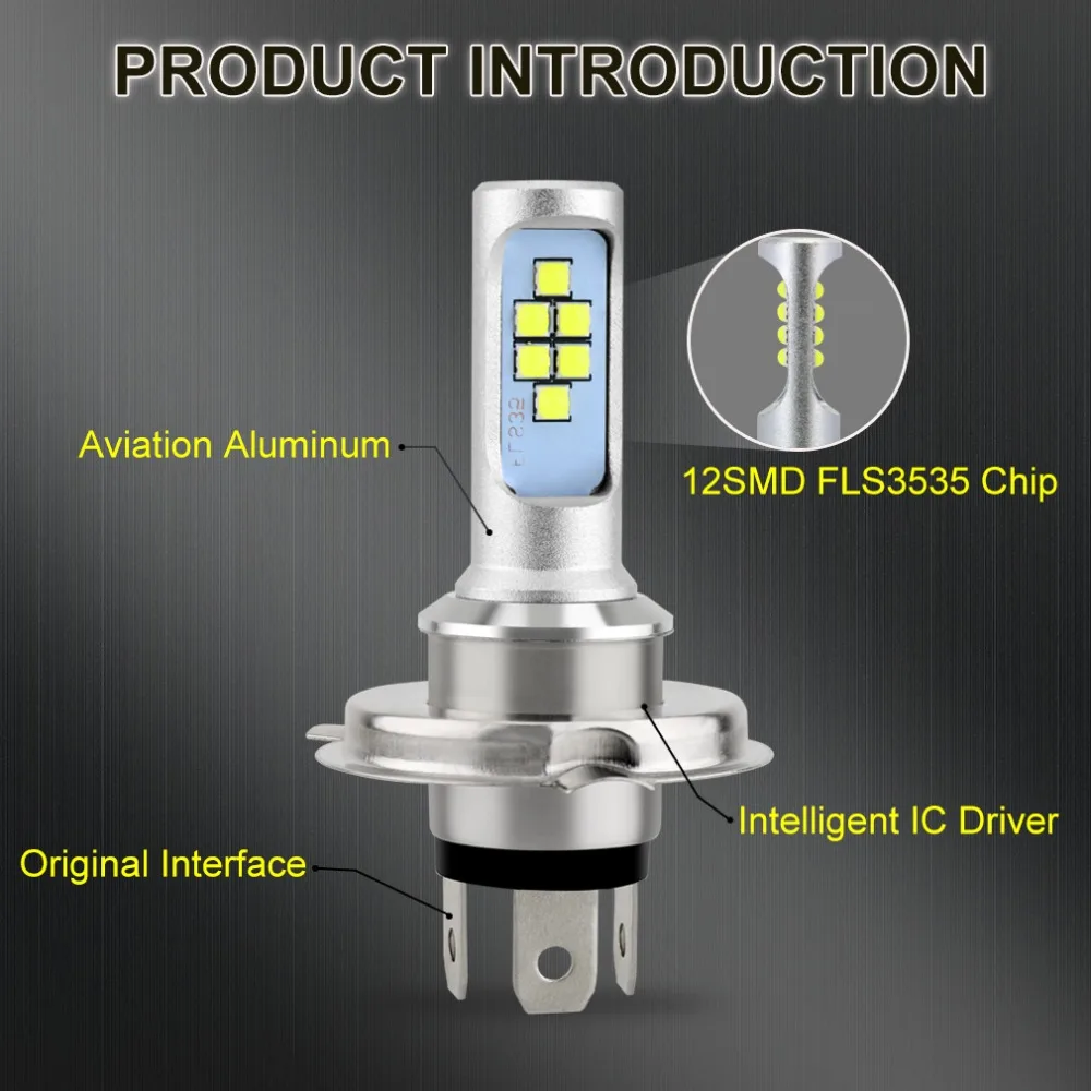 H4 H6 P15D BA20D светодиодный мотоциклетный головной светильник лампа Canbus противотуманный светильник 12 SMD 1200LM Hi Lo лампа аксессуары для скутеров Moto DRL