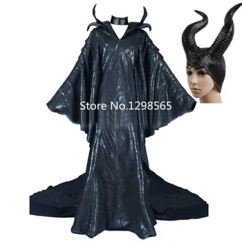 

2015 Maleficent horn costume adult for women costumes Maleficent Angelina Jolie cosplay costume Maleficent hat dress