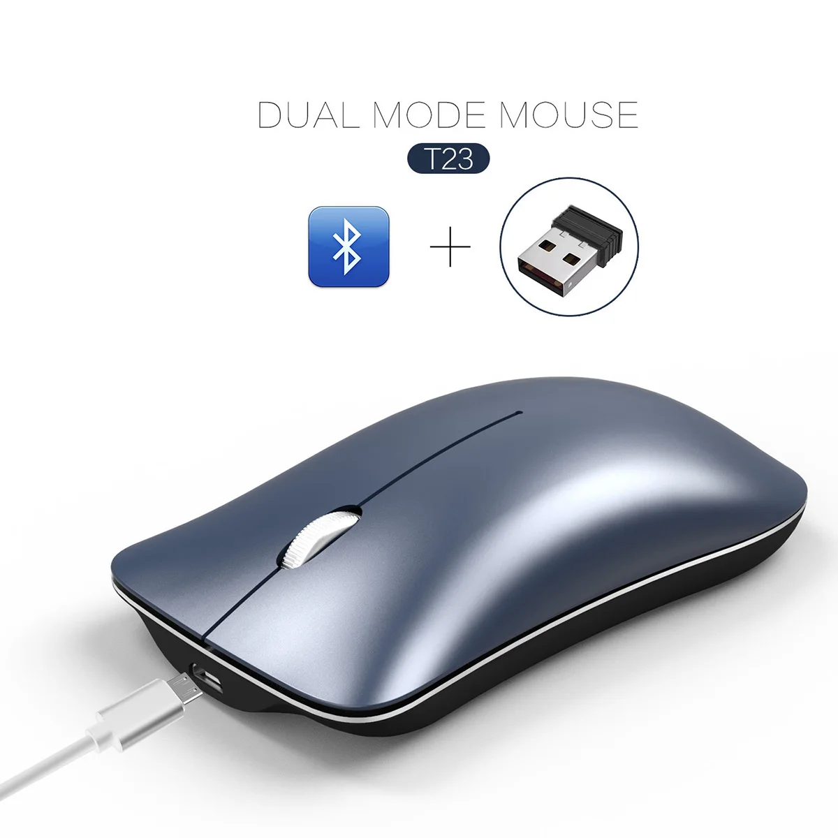

Dual Mode Bluetooth Wireless+ 2.4G Wireless Thin Mouse Connect 2 Computers Simultaneously Quiet Click Optical Mouse Mice