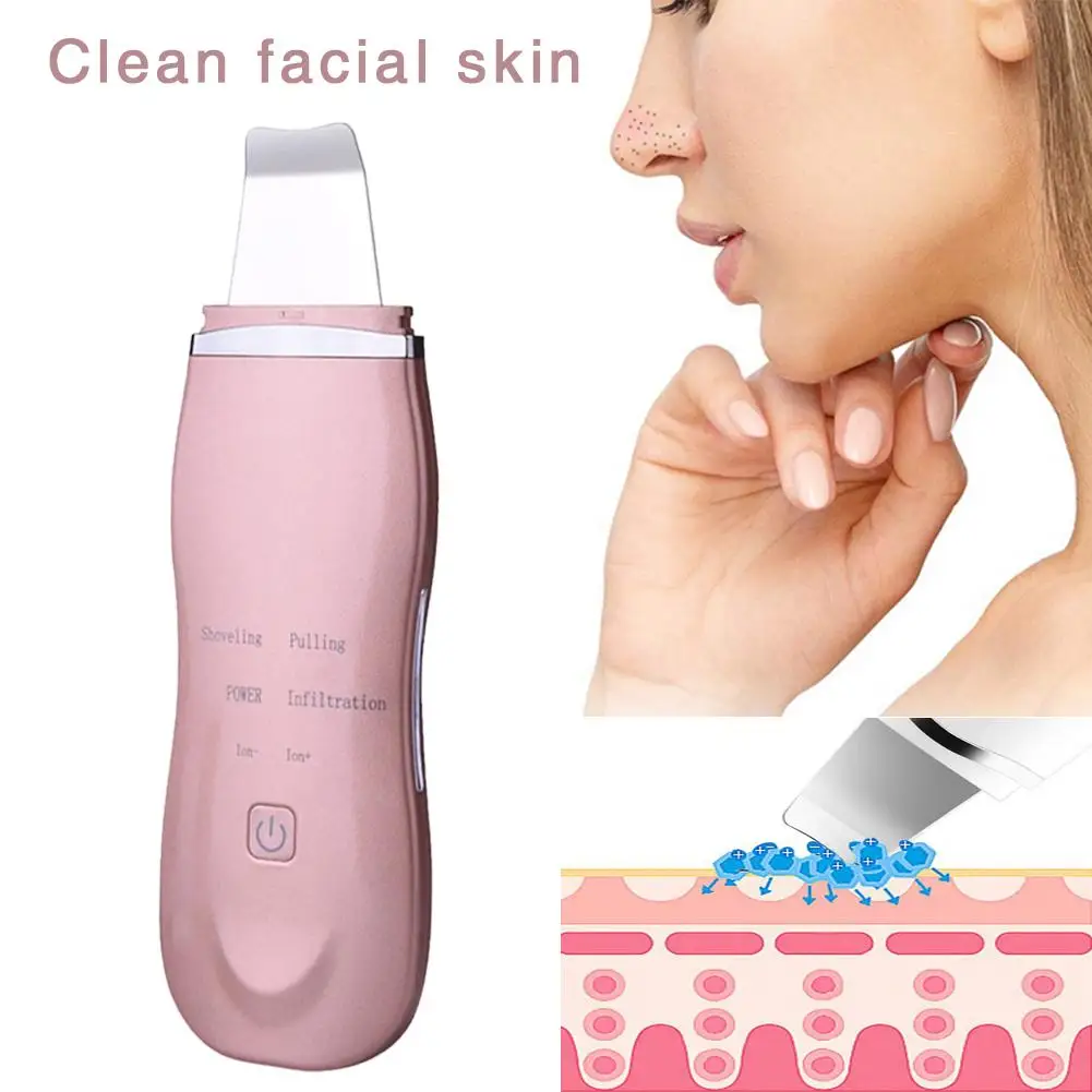 

2019 Professional Ultrasonic Facial Skin Scrubber Ion Deep Face Cleaning Peeling Rechargeable Skin Care Device Beauty Instrument