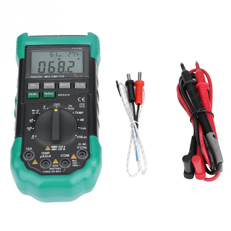 

1 Set Multifunction Multimeter Portable MS8229 Auto Range 4000 Counts Digital Multimeter Temperature Humidity Tester