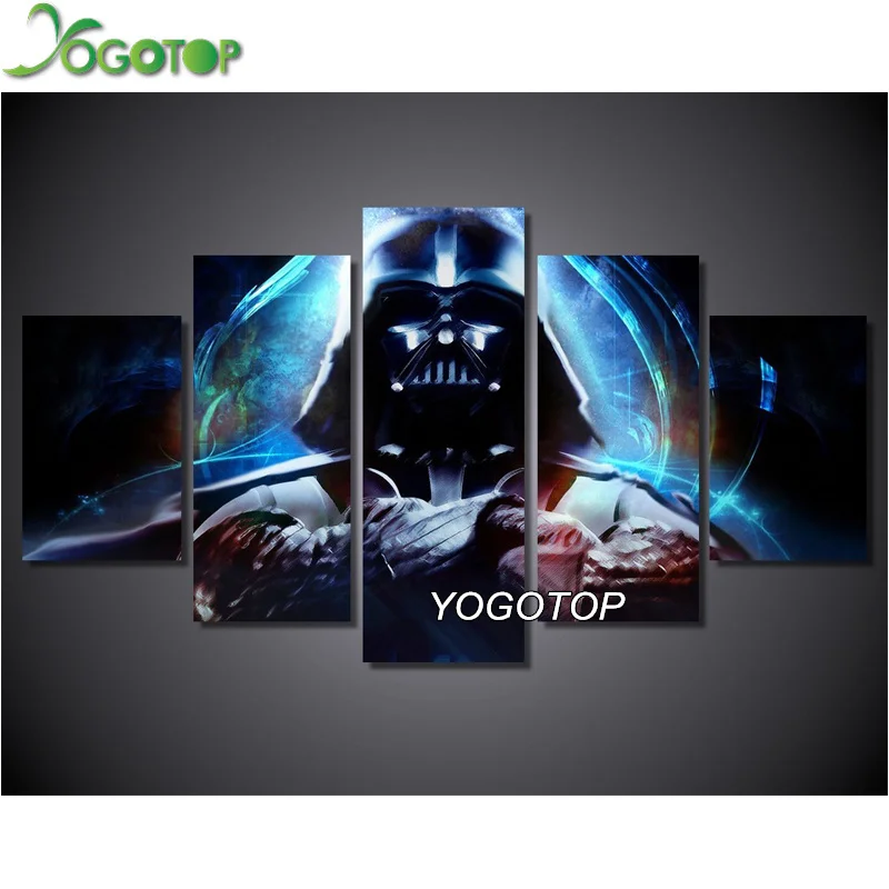 

YOGOTOP 5D DIY Diamond Painting Cross Stitch Needlework Square Mosaic Pattern Diamond Embroidery Star Wars 5pcs/set ML011