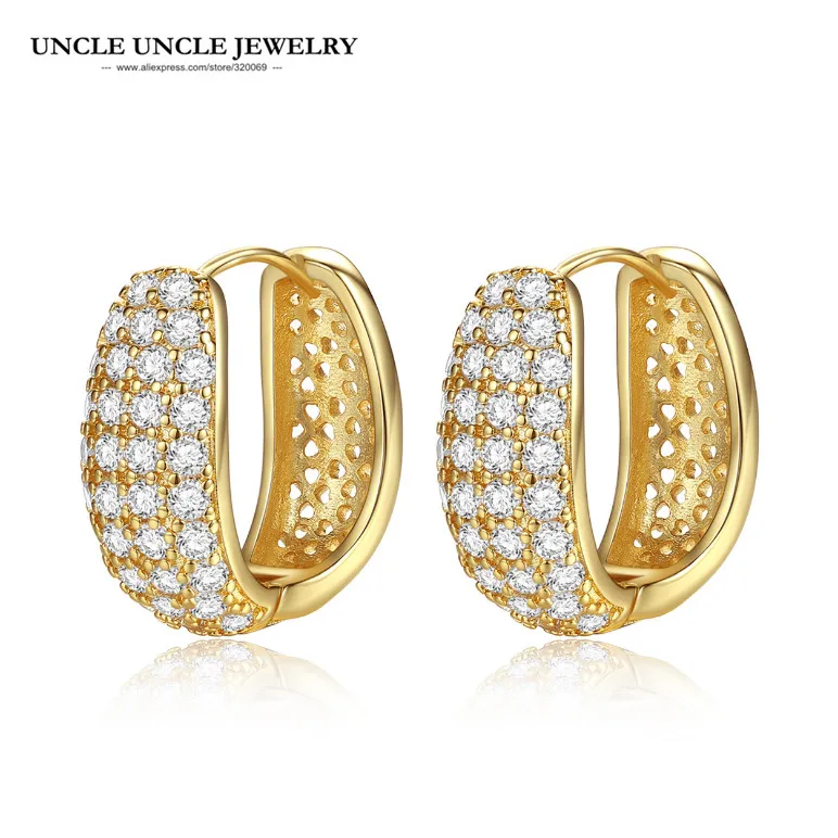 

Gold Color Clear Zirconia Fully Micro Setting Copper Alloy Luxury Woman Drop Earrings Wholesale Fashion Jewelry Gift