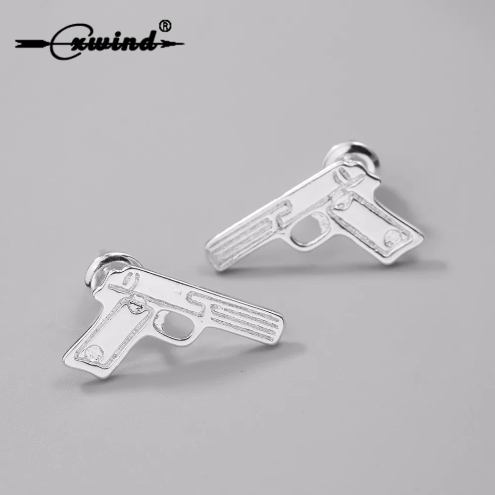 

Cxwind Hot Punk Cool Double Gun Men Earrings for Women Party Gold Pistol Earring Ear Studs Unisex Jewelry Wholesale oorbellen