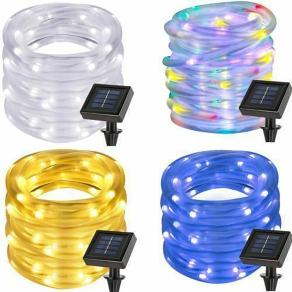 

100 LED Solar Powered Tube String Fairy Light 8 Lighting Model Outdoor Waterproof Copper Wire Lights For Festival Decoration