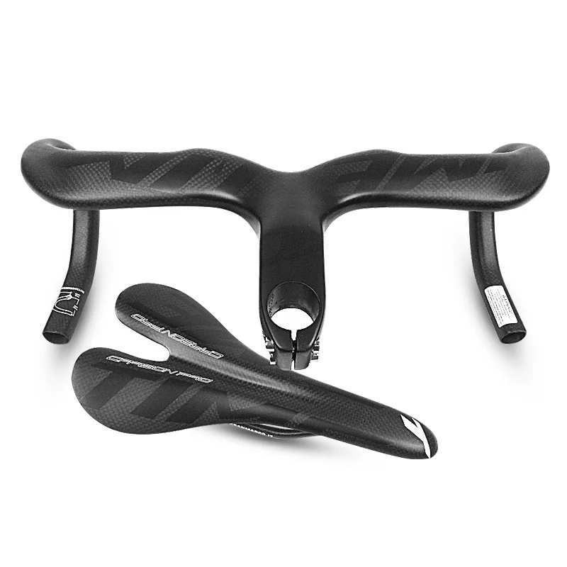 

TIME Full carbon road handlebar sadddle Matte integrated handlebar black racing bicycle bar saddle 400/420/440*90/100/110/120mm