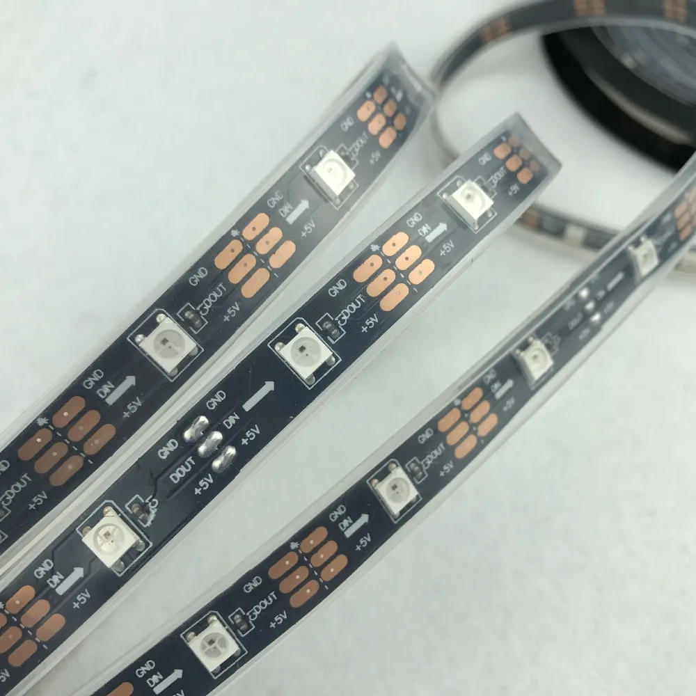 

Addressable 5m 30LEDs/m DC5V WS2812B led pixel strip;waterproof in silicon tube;IP66,with 30pixels/M;BLACK PCB