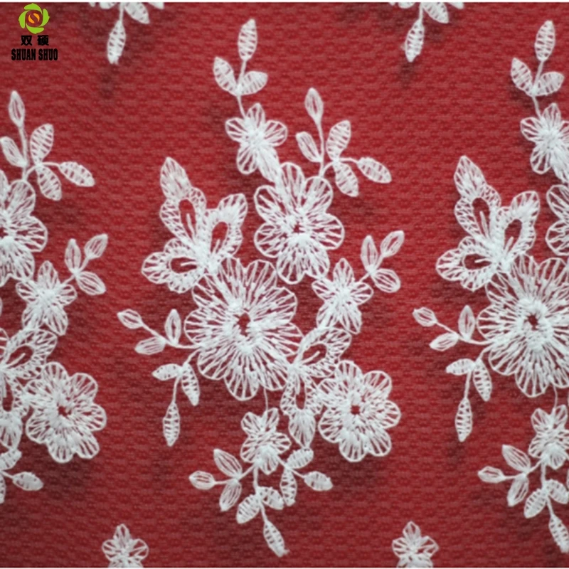 

Shuanshuo Net Embroidery Lace Transparent Lace Cloth Clothing Fabric Three-Dimensional Embroidered Mesh Lace 130*50cm