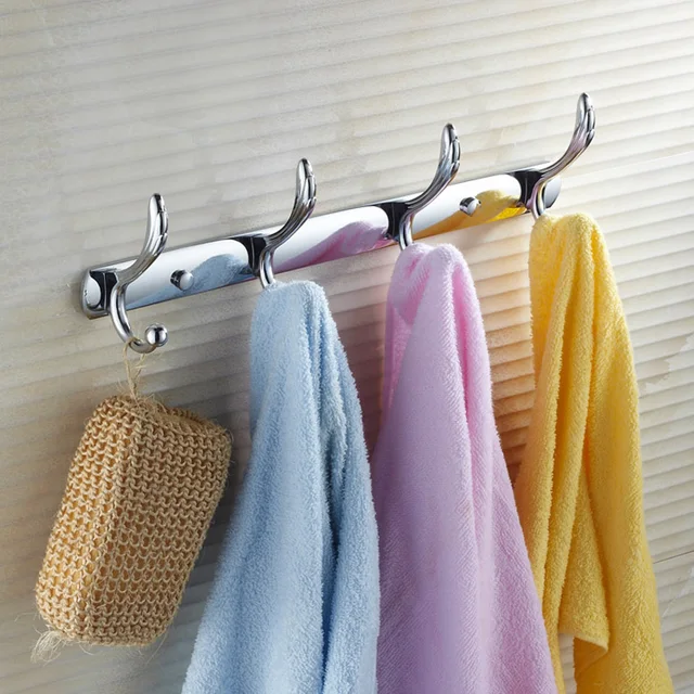 Chrome Brass Bathroom Wall Door Mounted Towel Coat Hooks In wall Towel