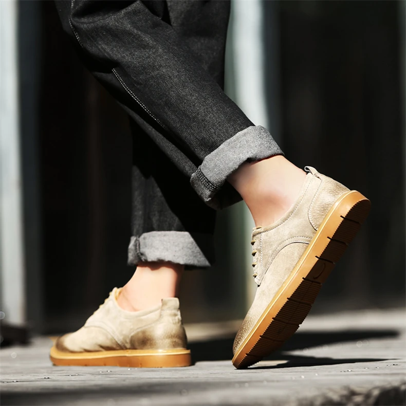 SERENE Brand New Men's Shoes Retro Leisure Leather Work Tooling Shoe Mens Lace Up Casual Shoes Male Waterproof OxFord Footwear (15)