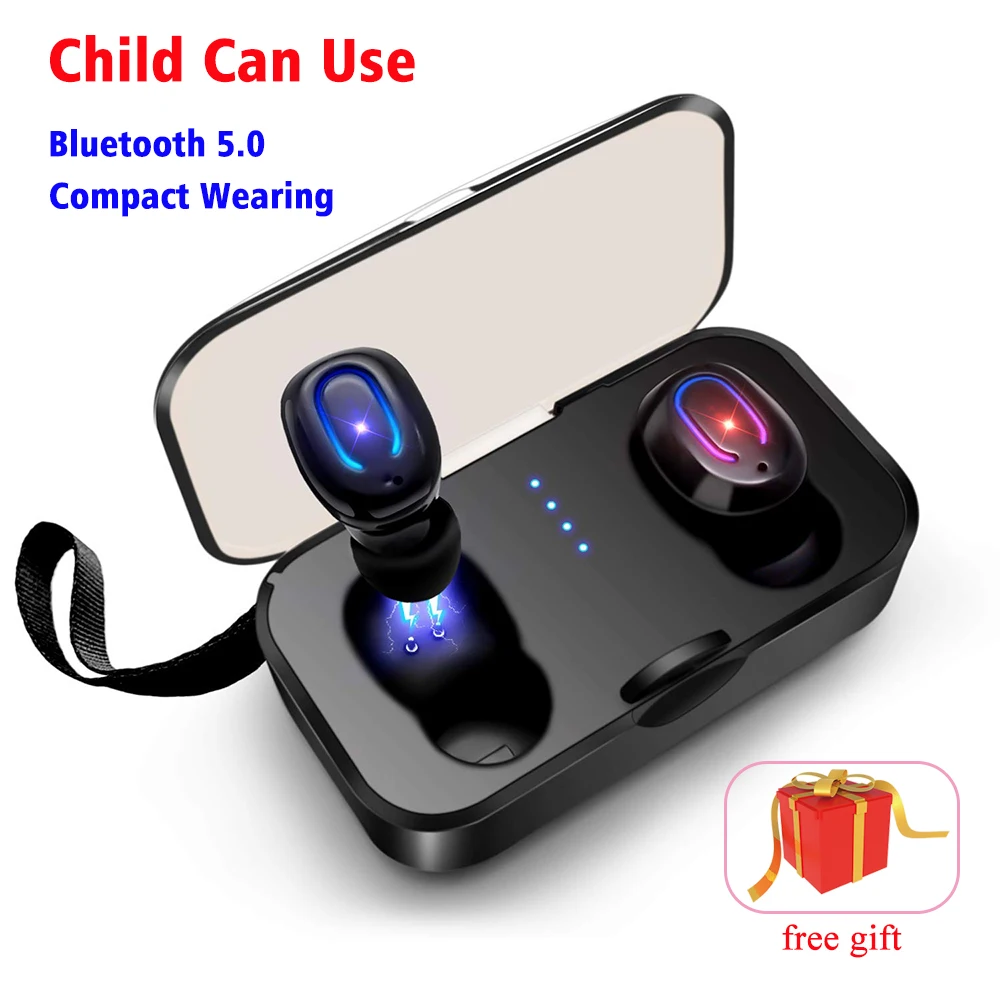 

Smallest earphones wireless Bluetooth headset stereo in ear headphones sport music IPX5 waterproof work with all mobile phones