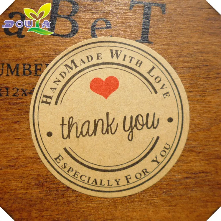 

Round red love "thank you" non dry glue seal paste packing box bag decorative sticker