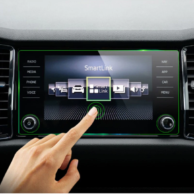 KEMiMOTO Steel 8 Inch For Skoda Kodiaq Karoq 2017-18 Screen Protective Film Car GPS Navigation Tempered Glass Screen Protector  