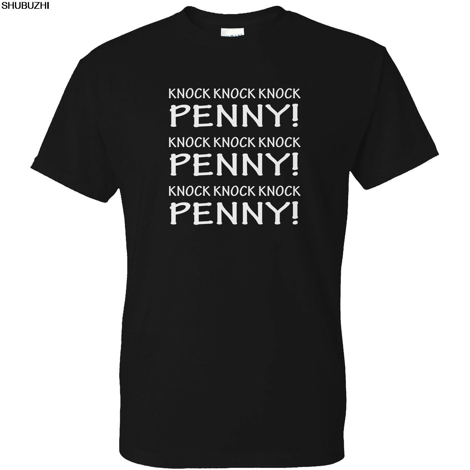 

Knock Knock Penny Inspired Sheldon Cooper Big Bang Theory Mens T Shirt Top Tee Cotton Humor Men Crewneck Tee Shirts