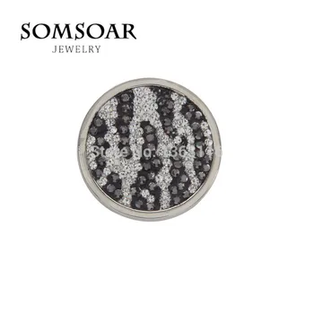 

Somsoar Jewelry 5pcs/lot 33MM Sense of Glamour Crystal Coin Fit For 35MM Coin Holder Locket Frame Pendant
