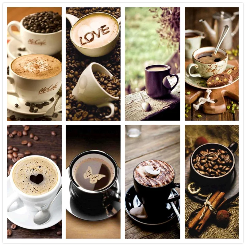 

DIY Diamond Embroidery Coffee Scenery Cross Stitch 5D Diamond mosaic landcape diamond painting rhinestones Christmas gift
