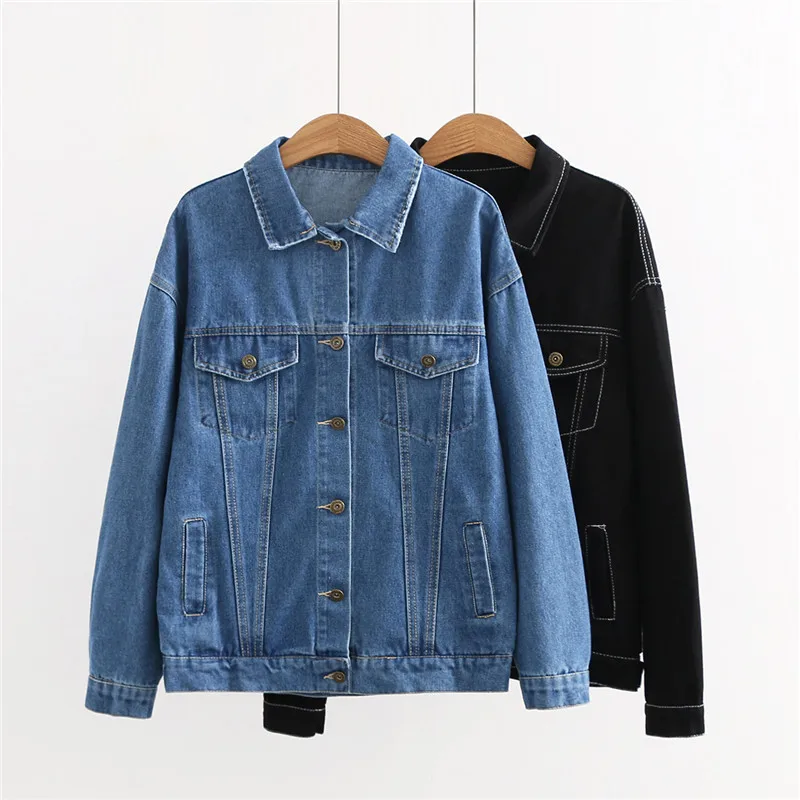 

spring and autumn new wild tide models back flower embroidery denim jacket women, letters print loose denim jacket 2 colors