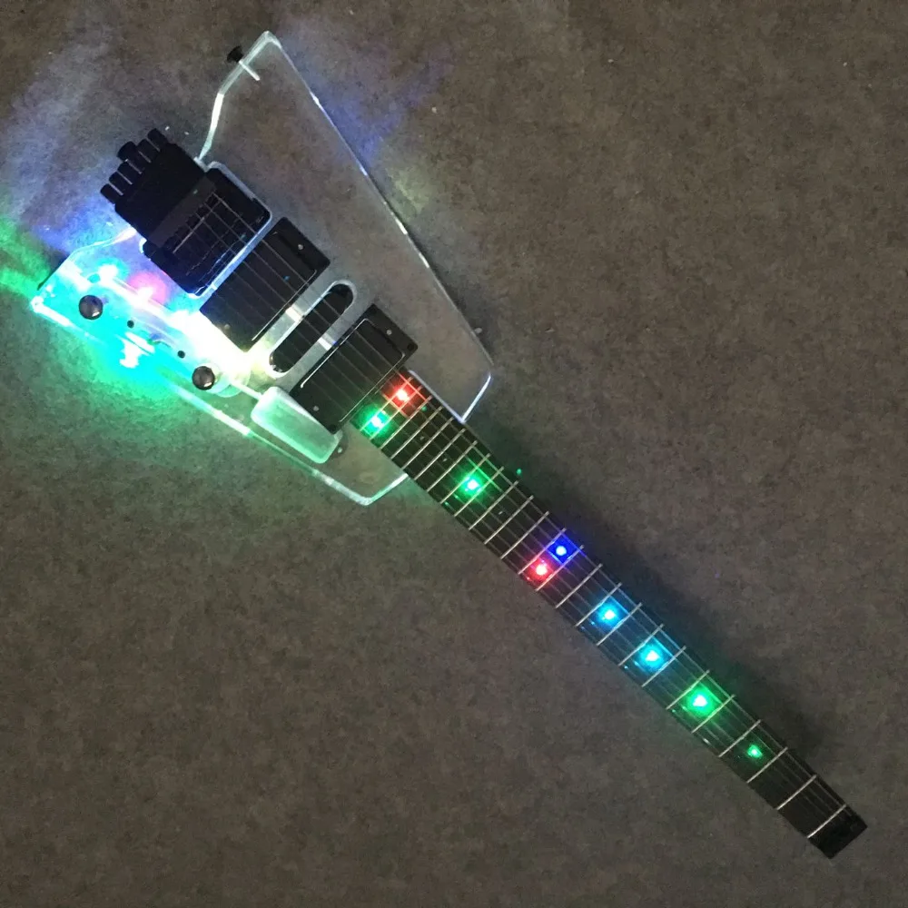 

Forestwind guitar In Stock Acrylic 6 Headless strings Electric guitar, Factory Custom transparent acrylic Body