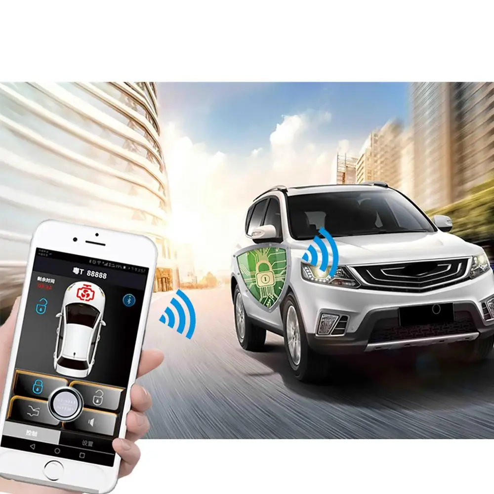

Smartphone car alarm system compatible with phone car engine start stop system remote Smart key PKE car