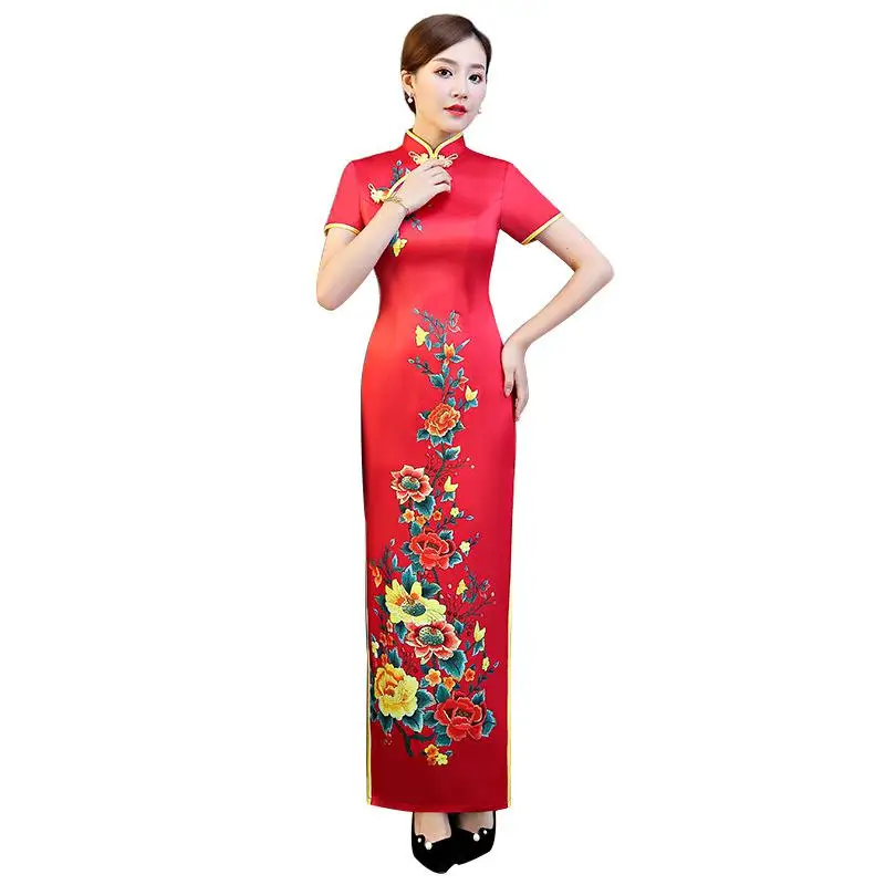 Сексуальные вечерние длинные традиционный ченсам китайский стиль Qipao платье ориентированное женское элегантное вечернее платье Vestido Плюс размер S-5XL - Цвет: style - 7
