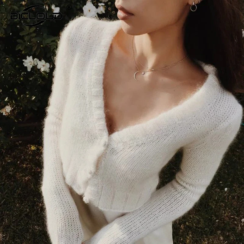 

Spring Autumn Cropped Cardigans Sweaters Women 2019 Crop Tops Fluffy Long Sleeve Sweater Cardigan Women Knitwear