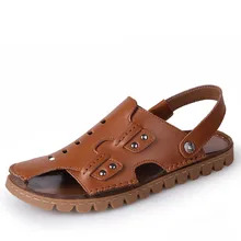 Хороший 28-67 Большой Размеры Сандалии для девочек Для мужчин Мужские сандалии из натуральной кожи высокое качество