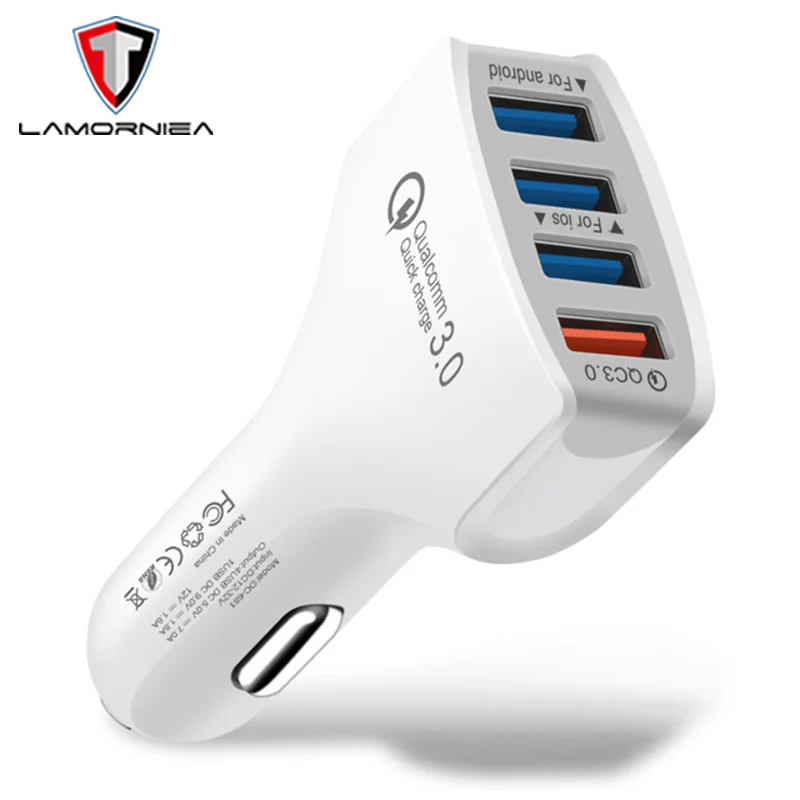 Lamorniea QC3.0 Quick Phone Charge Adapter 4 Port USB Car Charger Fast Smart Charging For iPhone XS Max XR X 7 8 6 6S Plus 10