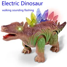 Детские электронные динозавры Домашние животные ходьба мигающий свет звучание спинозавр модели пластиковые животные Дети когнитивные игрушки подарки