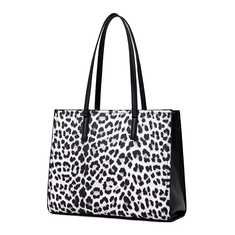 Брендовая Роскошная однотонная дизайнерская женская сумка на плечо из мягкого материала, Большая вместительная сумка, высокое качество, сумочка - Цвет: Black Leopard