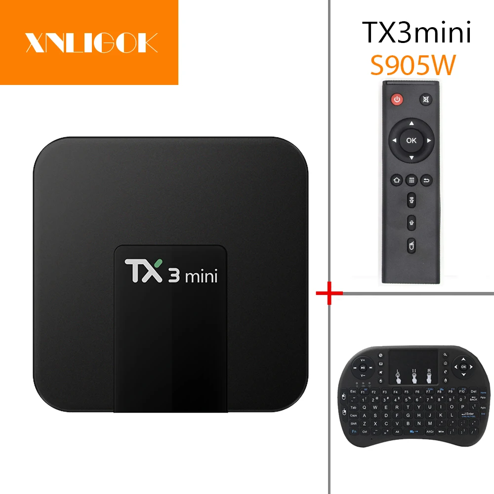 ТВ-приставка TX3 mini Android 7 1 1G/16G 2G/16G Amlogic S905W четырехъядерный H.265 медиаплеер KD Smart TV BOX |