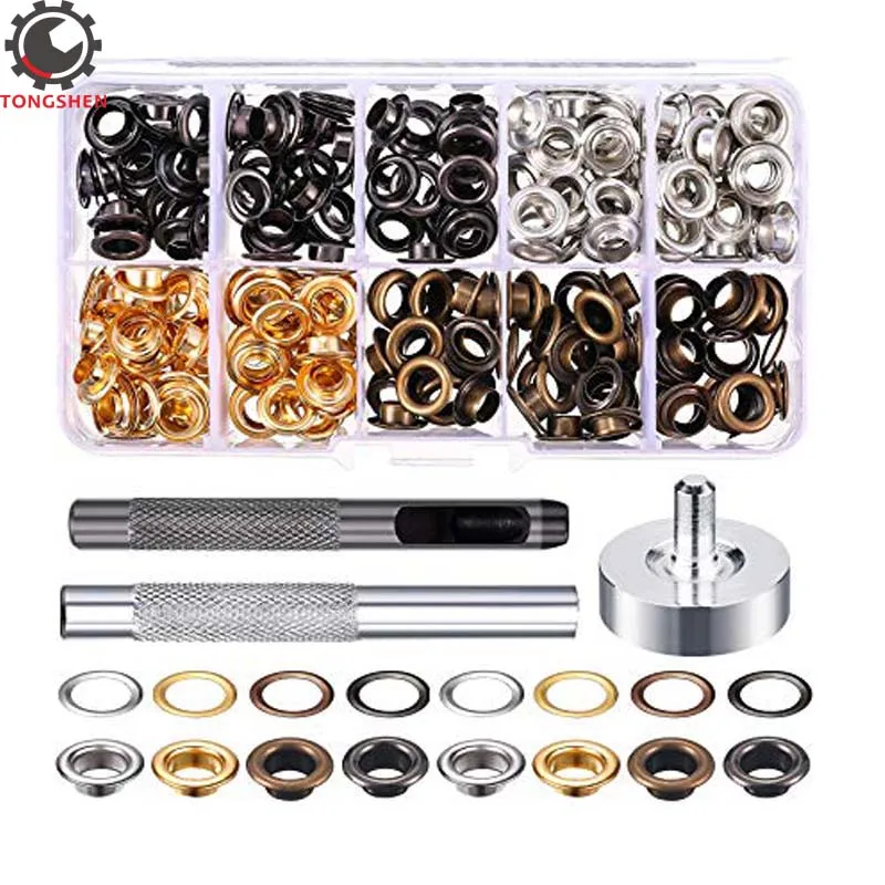 

4Color Grommet Kit 200 Sets Grommets Eyelets With Install Tool Kit Metal Eyelets With Grommets For DIY Shoes Clothes Accessory