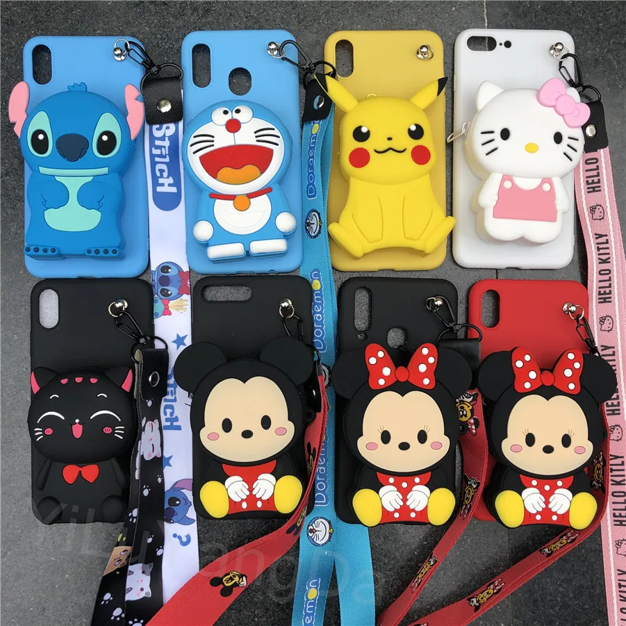 Stitch Minnie Cartoon Zipper Wallet Phone Case for Samsung Galaxy J4 J6 J8 A6 A7 A8 Plus A9 A9s A8s J2 Pro J4 A2 Core Cover